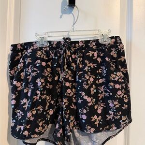 Floral Black and Pink Shorts